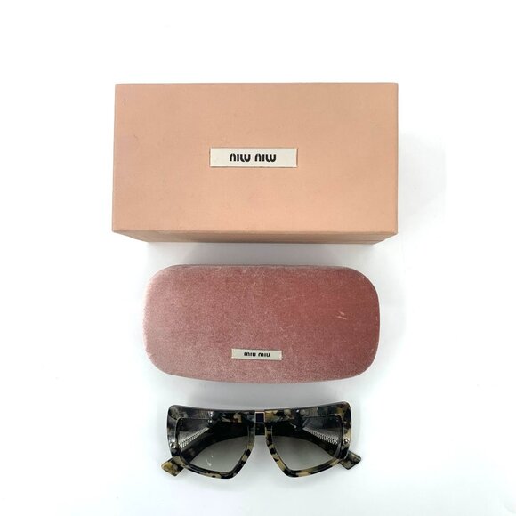Miu Miu Womens Oversized Square Tortoiseshell Sunglasses With Case & Box - Picture 2 of 8